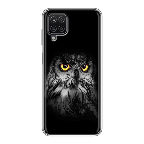 Чехол с рисунком «Сова на чёрном» для Samsung Galaxy A12 Чехол с рисунком «Сова на чёрном» для Samsung Galaxy A12
