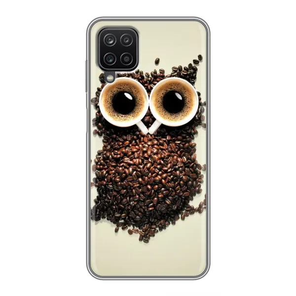 Чехол с рисунком «Сова с зерен кофе» для Samsung Galaxy A12 Чехол с рисунком «Сова с зерен кофе» для Samsung Galaxy A12