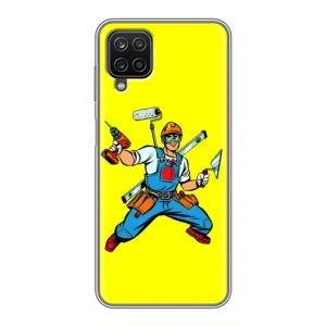 Силиконовый бампер (Работники) на Samsung Galaxy A12 (Строитель)