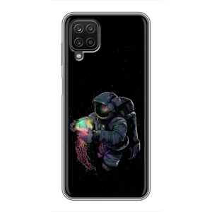 Силіконовый Чохол з принтом "Космонавти" на Samsung Galaxy A12 (В руках земля)