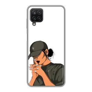 Силиконовый Чехол на Samsung Galaxy A12 с картинкой Стильных Девушек (В зеленом)
