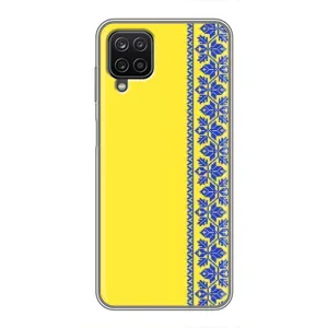Силіконовый Чохол на Samsung Galaxy A12 (Вишиванка на жовтому фоні)