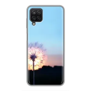 Силиконовый Чехол с одуванчиками на Samsung Galaxy A12 (Закат с одуванчиком)