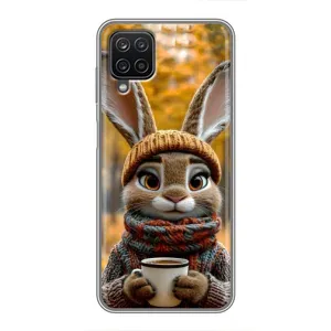 Друкований чохол 'Звірята з кавою' для Samsung Galaxy A12 (Зайчик з кавою)