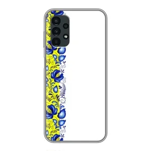 Силиконовый Чехол на Samsung Galaxy A13 (4G) с картинкой Вышиванки (Желто-синяя вышиванка)