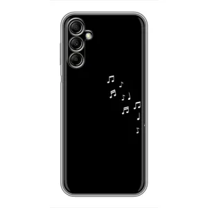 Чехол с картинками на черном фоне для Samsung Galaxy A14 5G (Ноты)