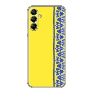 Силиконовый Чехол на Samsung Galaxy A14 5G (Вышиванка на желтом)