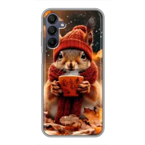Печатный чехол «Зверята с кофе» для Samsung Galaxy A15 (A155) (Белка с кофе)