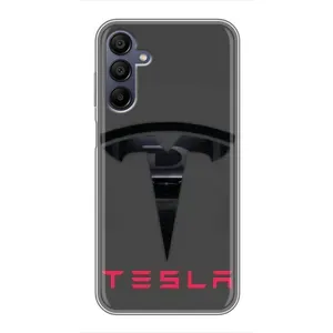 Силиконовый бампер с картинкой машины на Samsung Galaxy A15 (A155) (Logo TESLA)