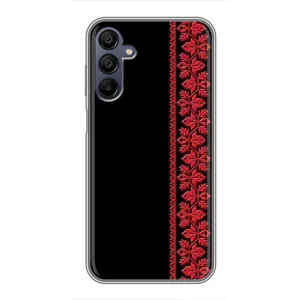 Силиконовый Чехол на Samsung Galaxy A15 (A155) с картинкой Вышиванки (Вышиванка на черном)