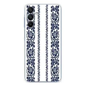 Силиконовый Чехол на Samsung Galaxy A16 5G с картинкой Вышиванки (Синяя вышиванка)