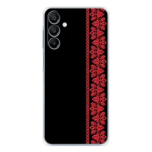 Силиконовый Чехол на Samsung Galaxy A16 5G с картинкой Вышиванки (Вышиванка на черном)