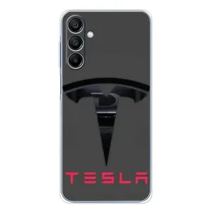 Силиконовый бампер с картинкой машины на Samsung Galaxy A16 (Logo TESLA)