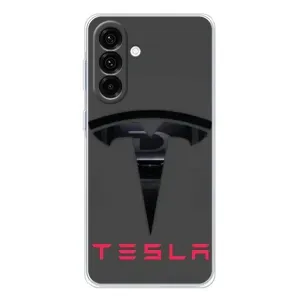 Силіконовий бампер з картинкою машини на Samsung Galaxy A17 (Logo TESLA)