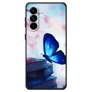 Силиконовый бампер с картинкой животных для Samsung Galaxy A18 4G (Бабочка синяя)