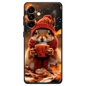 Печатный чехол «Зверята с кофе» для Samsung Galaxy A18 4G (Белка с кофе)