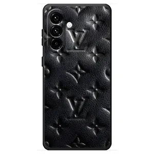 Текстурный Чехол Louis Vuitton для Самсунг Галакси А18 4Г (Черный ЛВ)