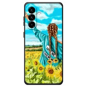 Чехол Стильные девушки на Samsung Galaxy A18 4G (Девушка на поле)