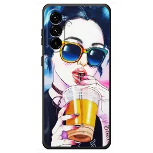 Чехол с картинкой Модные Девчонки Samsung Galaxy A18 4G (Девушка с коктейлем)