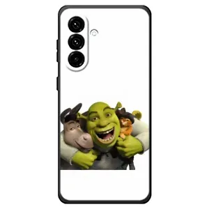 Печатный чехол с принтом Шрек для Samsung Galaxy A18 4G (Шрек осел и кот)