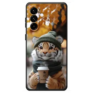 Печатный чехол «Зверята с кофе» для Samsung Galaxy A18 4G (Тигр с кофе)