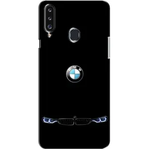 Силиконовый бампер с картинкой машины на Samsung Galaxy A20s (A207) (Черный BMW)
