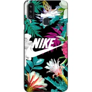 Силіконовый Чохол на Samsung Galaxy A20s (A207) з картинкою НАЙК (Квітковий Nike)