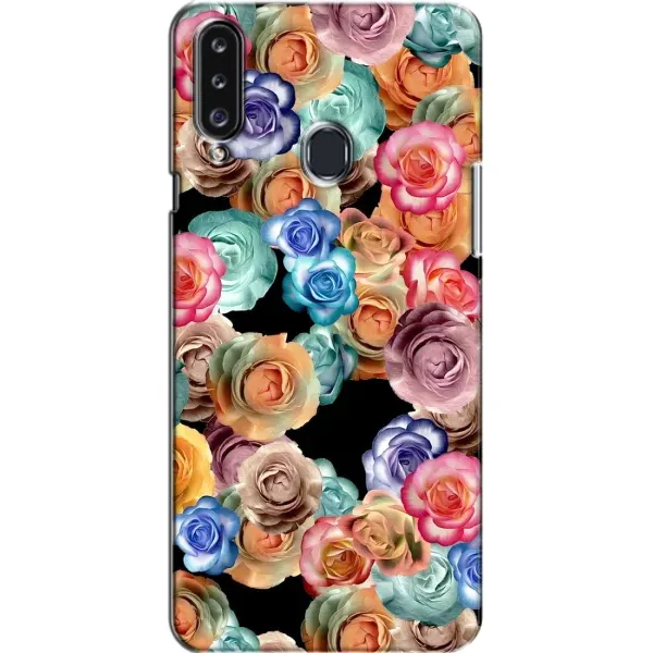 Чехол с рисунком «Цветы на черном» для Samsung Galaxy A20s (A207)