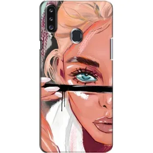 Силіконовый Чохол на Samsung Galaxy A20s (A207) з картинкой Модных девушек (Дівчина та вії)