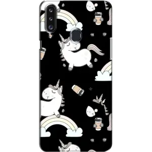 Чехол Unicorn на Samsung Galaxy A20s (A207) (Единорог с кофе)