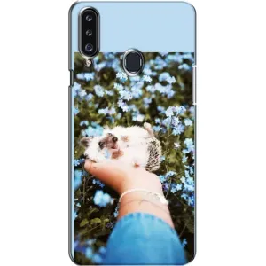 Чехлы с изображением разных животных для Samsung Galaxy A20s (A207) (Ежик на руках)