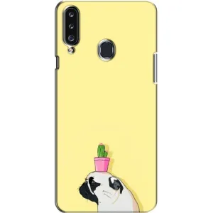 Бампер для Samsung Galaxy A20s (A207) с картинкой "Песики" (Кактус на голове)
