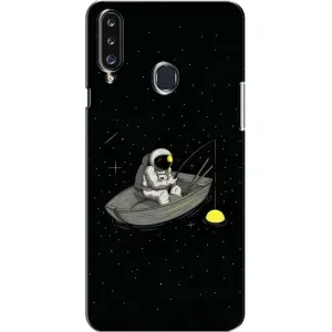 Силиконовый Чехол с принтом "Космонавты" на Samsung Galaxy A20s (A207) (Космонавт на рыбалке)