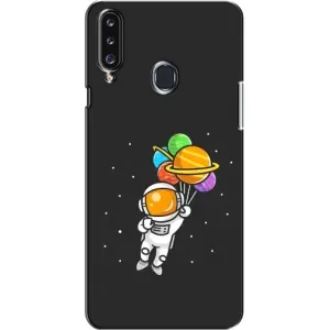 Силиконовый Чехол с принтом "Космонавты" на Samsung Galaxy A20s (A207) (Космонавт с шариками)