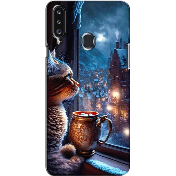Чехол с рисунком «Кот новогодний» для Samsung Galaxy A20s (A207)
