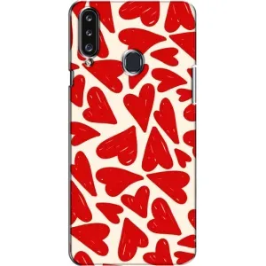 Чехлы с тематикой "Маленькие Сердечки" на Samsung Galaxy A20s (A207) (Красные сердечка)