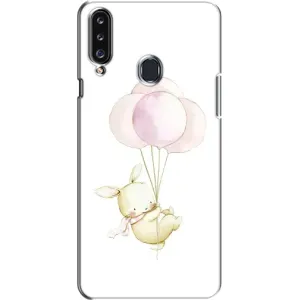 Силиконовый бампер с картинкой животных для Samsung Galaxy A20s (A207) (Кролик и шарики)