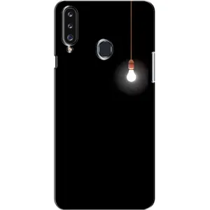 Чехол с картинками на черном фоне для Samsung Galaxy A20s (A207) (Лампочка)