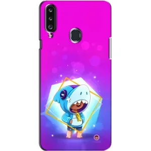 Чехол Бравл Старс для Samsung Galaxy A20s (A207) (Леон в костюме Акулы)