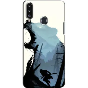 Силиконовый бампер с картинкой животных для Samsung Galaxy A20s (A207) (Медведь и лес)