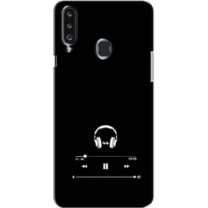 Чехол с картинками на черном фоне для Samsung Galaxy A20s (A207) (Плеер)