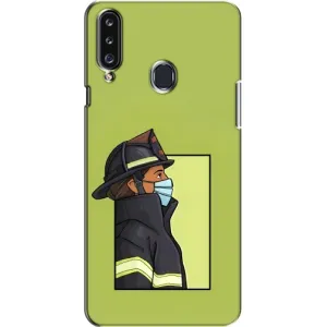 Силиконовый бампер (Работники) на Samsung Galaxy A20s (A207) (Пожарник)