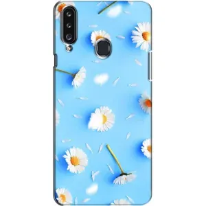 Чохол з Квітами для Samsung Galaxy A20s (A207) (ромашки на блакитному)