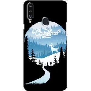 Силиконовый бампер на рождество для Samsung Galaxy A20s (A207) (Рождественский Олень)