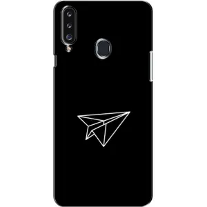 Чехол с картинками на черном фоне для Samsung Galaxy A20s (A207) (Самолетик)