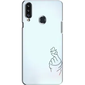 Чехлы (Знак сердечка) на Samsung Galaxy A20s (A207) (Сердце на голубом)