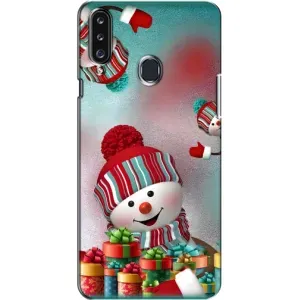 Чехлы на Новый Год Samsung Galaxy A20s (A207) (Снеговик в шапке)