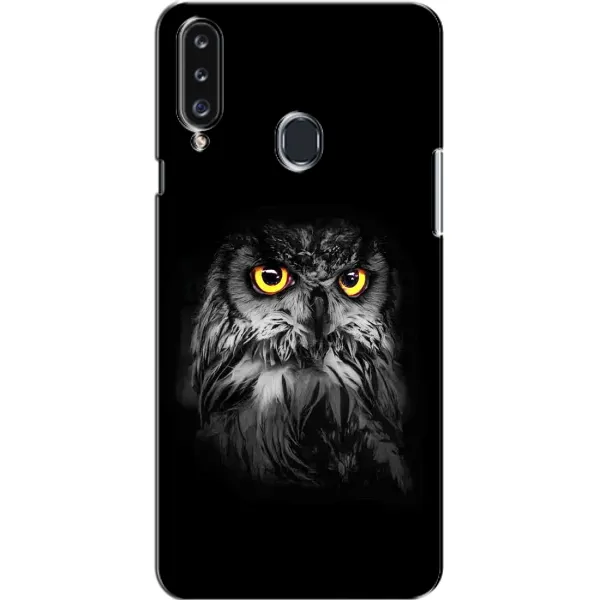 Чехол с рисунком «Сова на чёрном» для Samsung Galaxy A20s (A207) Чехол с рисунком «Сова на чёрном» для Samsung Galaxy A20s (A207)