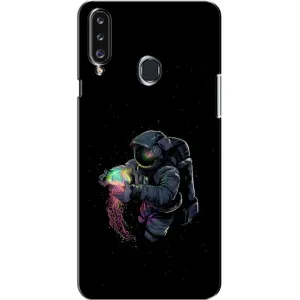 Силиконовый Чехол с принтом "Космонавты" на Samsung Galaxy A20s (A207) (В руках земля)