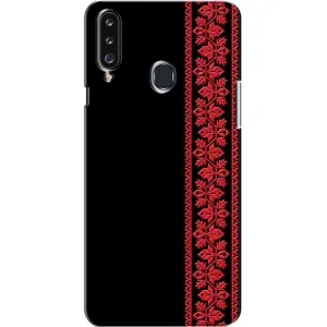 Силиконовый Чехол на Samsung Galaxy A20s (A207) с картинкой Вышиванки (Вышиванка на черном)